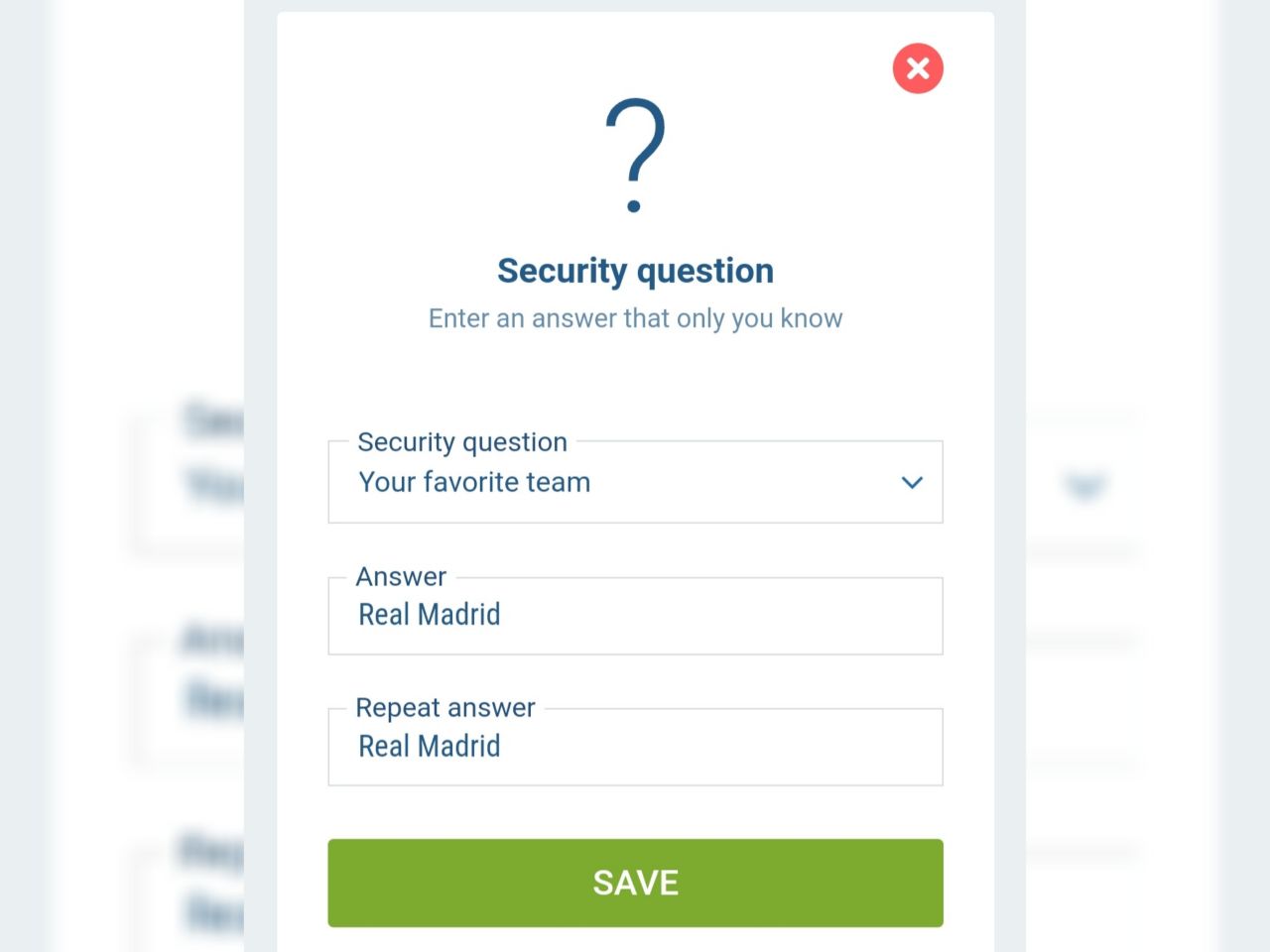 تنظیم سوال امنیتی در سایت شرط بندی
