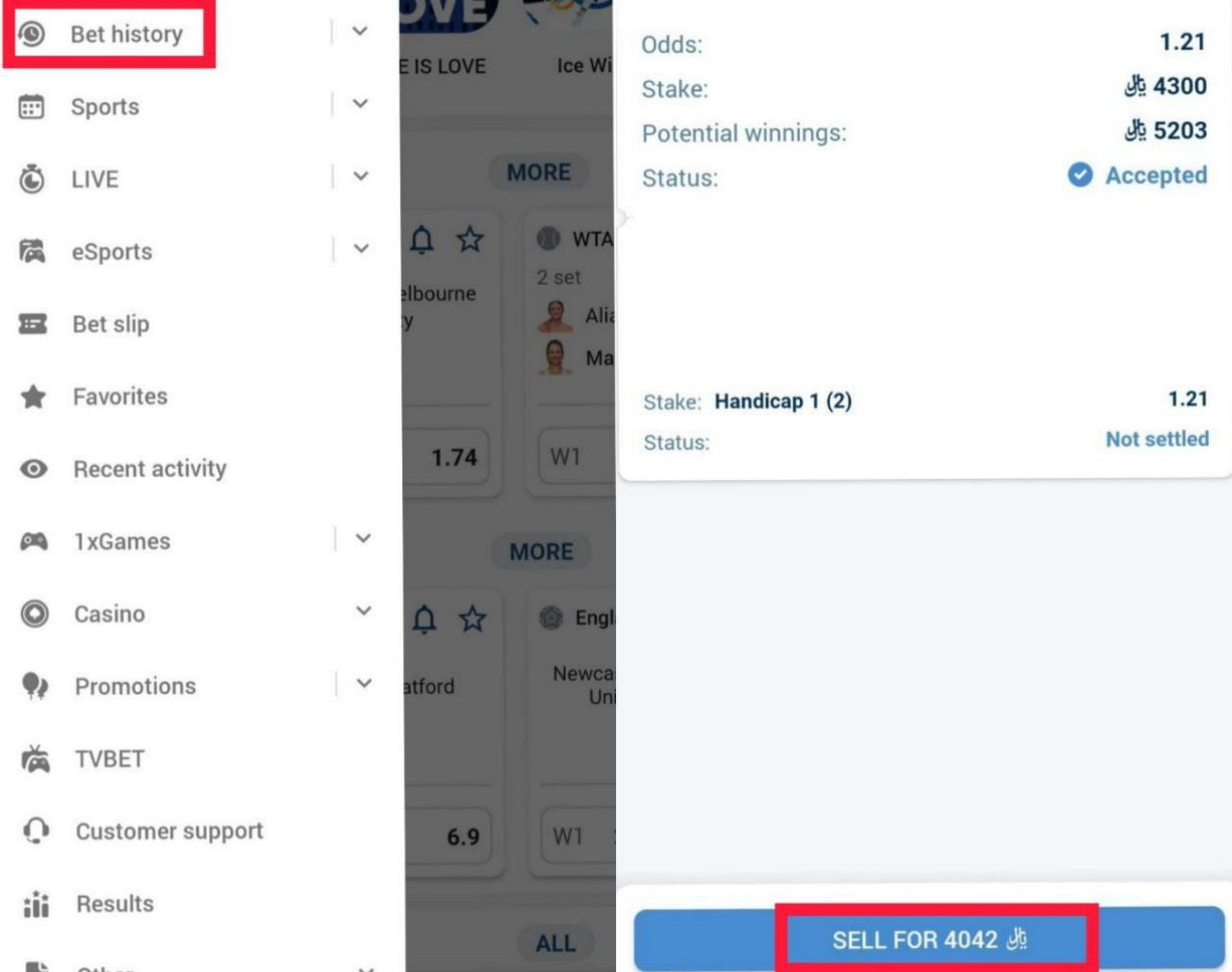 اموزش فروش شرط در اپلیکیشن وان ایکس