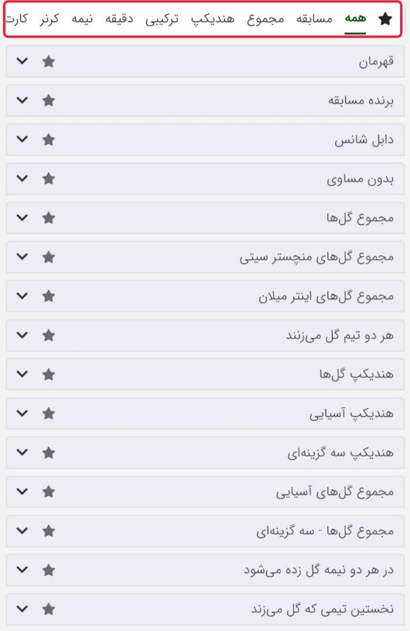 اپشن های سایت برد ۹۰