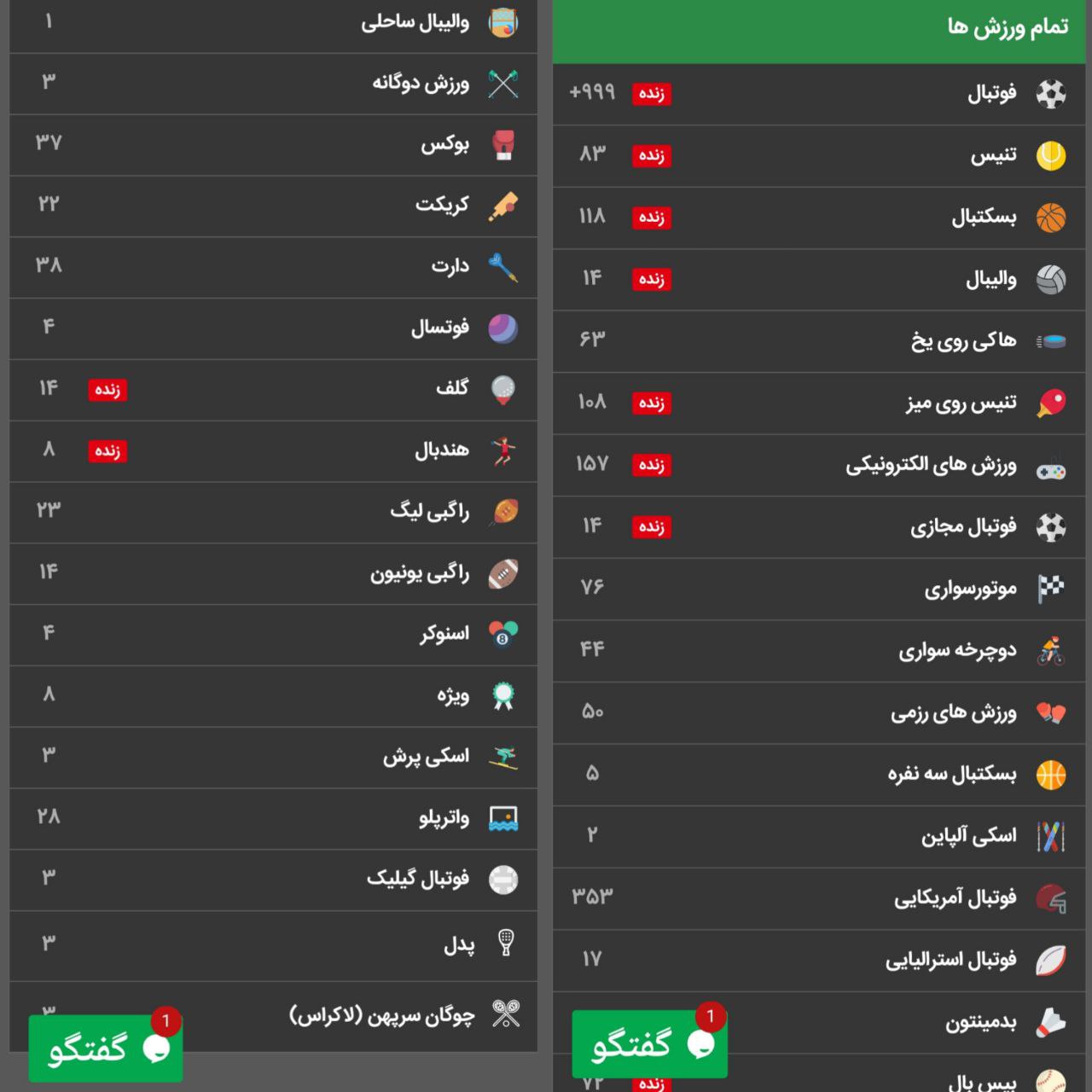 ورزش های سایت اول بت