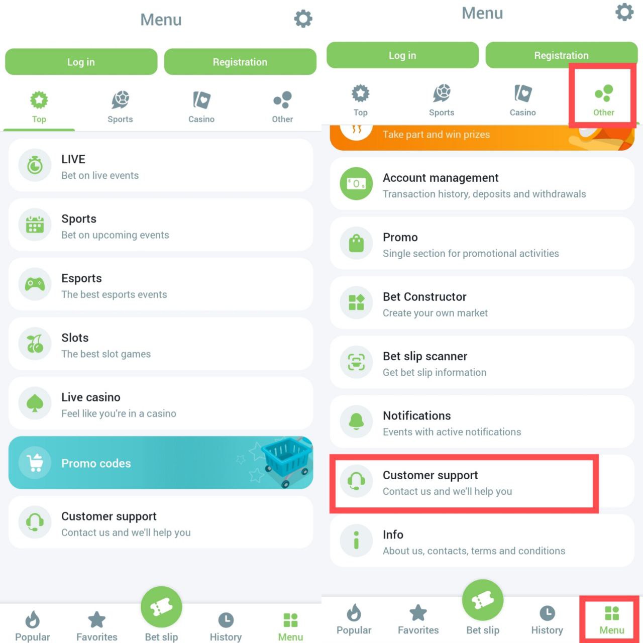 پشتیبانی اپلیکیشن بت فوت