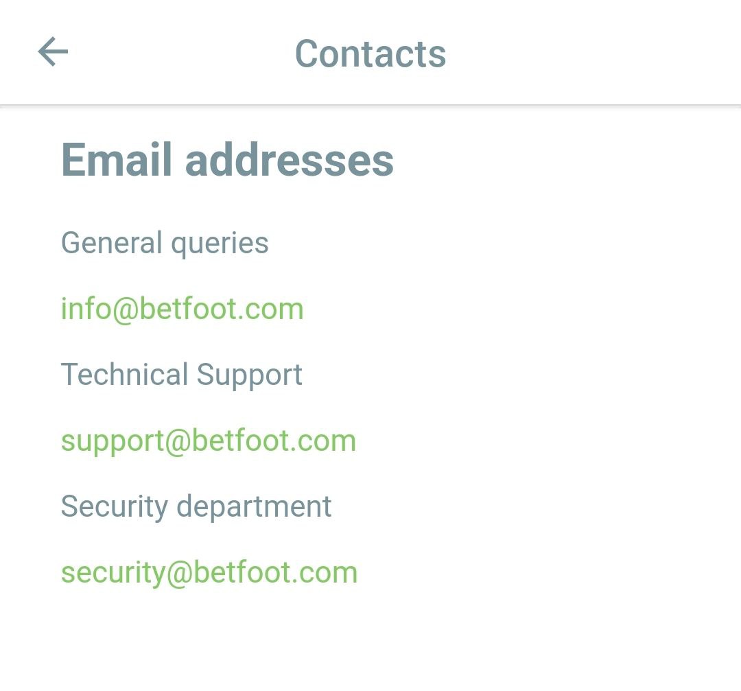 ایمیل های بت فوت