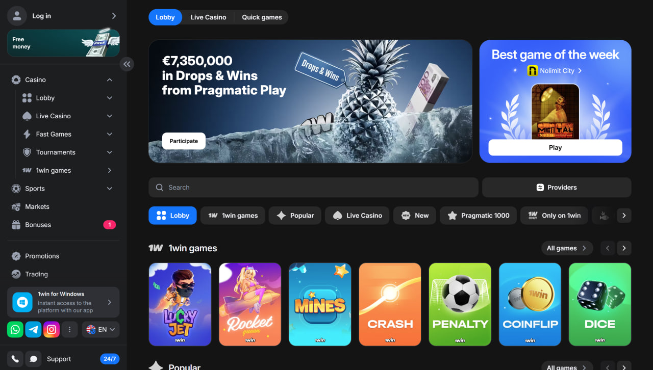 بازی های کازینو 1win